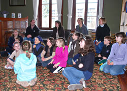Students and teachers in St. Ann's parlour